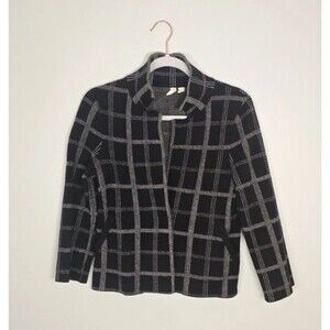 Moth By Anthropologie Windowpane Sweater XS Black Work Office Academia Corpcore